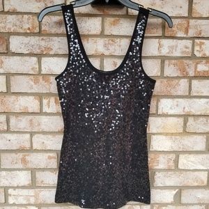 EXPRESS Black Sequin Ribbed Tank